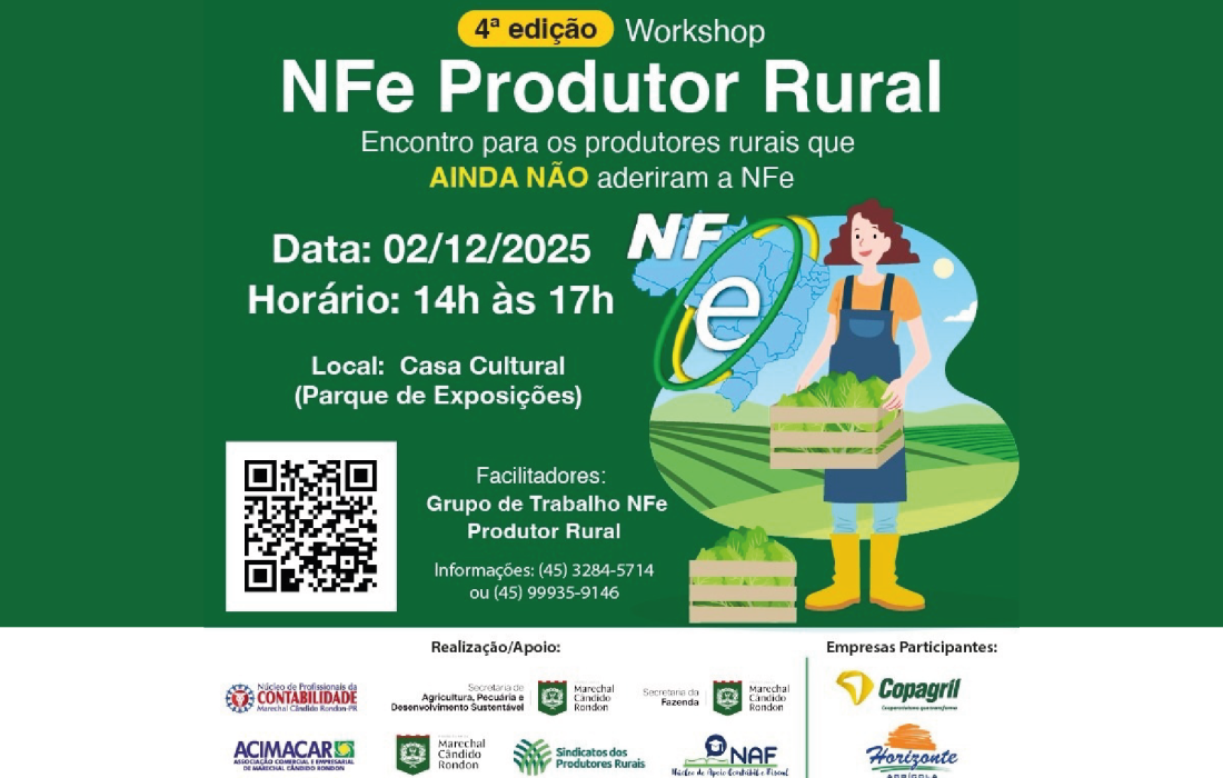 Abertas inscri&ccedil;&otilde;es para 4&ordf; edi&ccedil;&atilde;o do Workshop NFe Produtor Rural