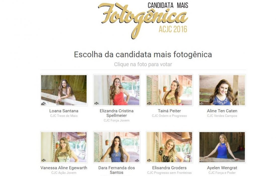 Aberta vota&ccedil;&atilde;o para Miss Fotogenia da ACJC no site AquiAgora.net