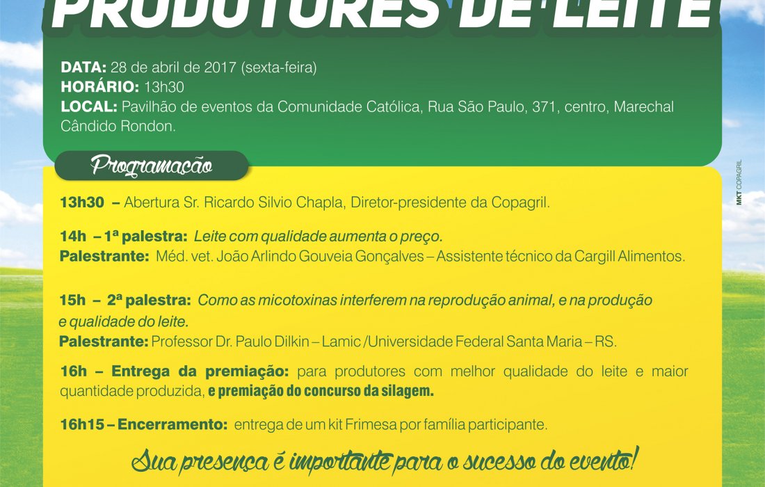 Semin&aacute;rio de Produtores de Leite Copagril ser&aacute; realizado amanh&atilde;