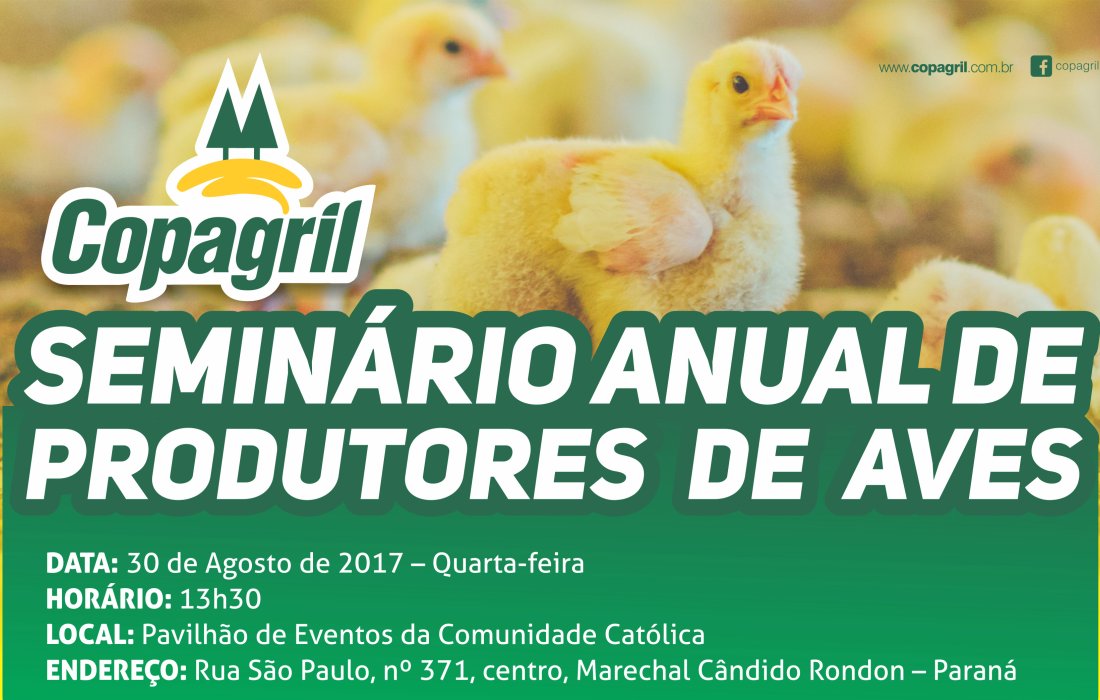Copagril promover&aacute; Semin&aacute;rio de Produtores de Aves no dia 30 de agosto