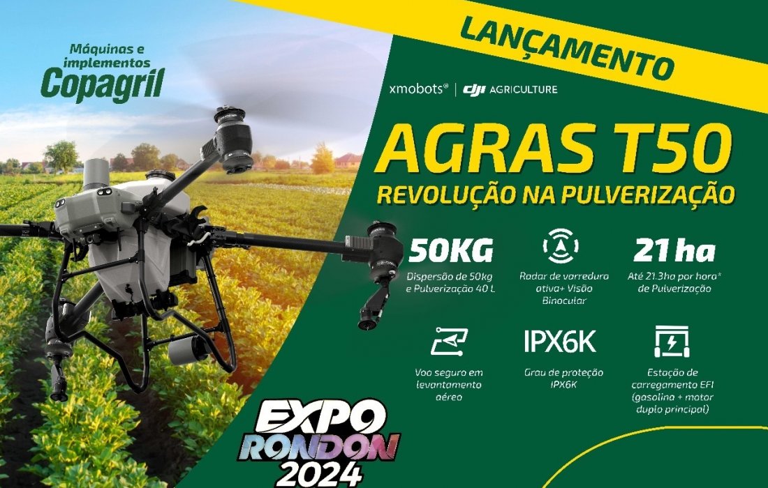 Copagril trar&aacute; para Marechal lan&ccedil;amento do drone DJI Agras T50 na Expo Rondon