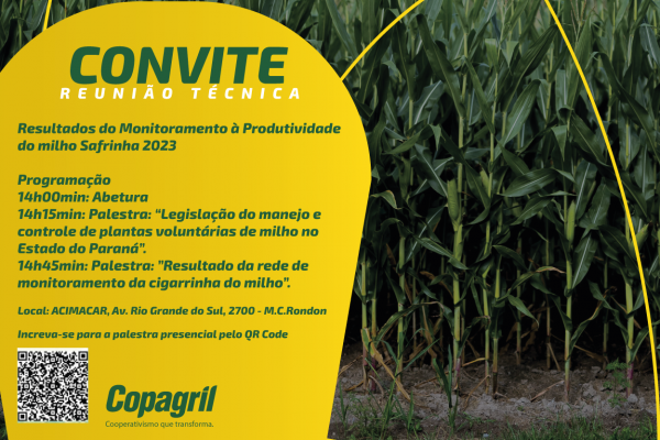 Copagril e Adapar promover&atilde;o reuni&atilde;o t&eacute;cnica com resultados do monitoramento da cigarrinha do milho