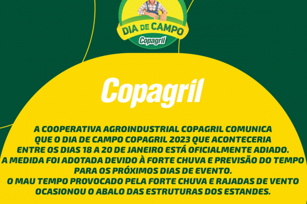 ADIAMENTO DIA DE CAMPO COPAGRIL 2023