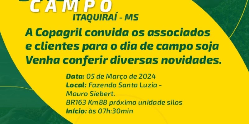 Copagril realizar&aacute; Dia de Campo no Mato Grosso do Sul 